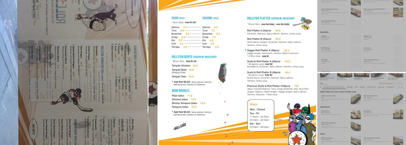 Rollstar Sushi Menu