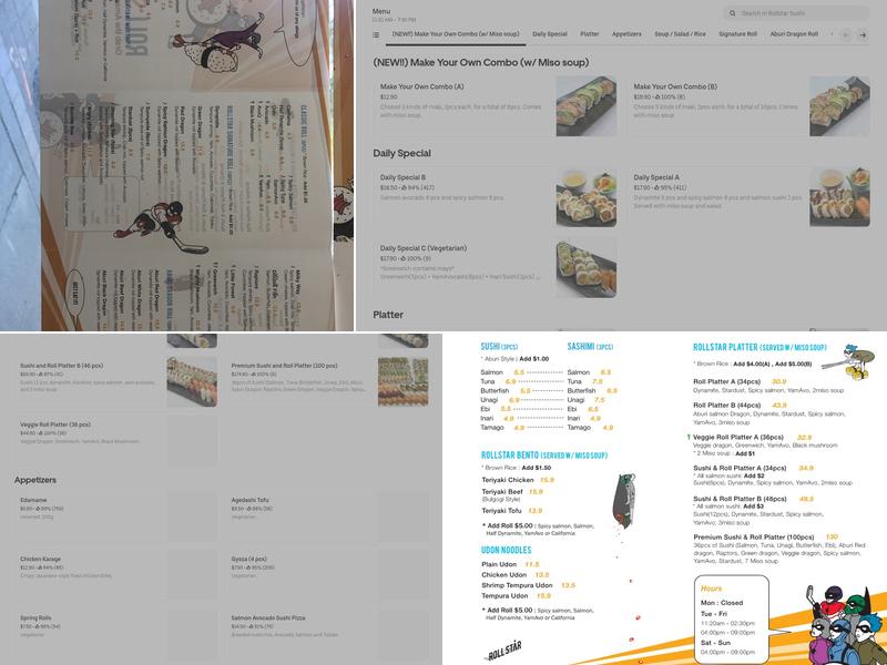 Rollstar Sushi Menu