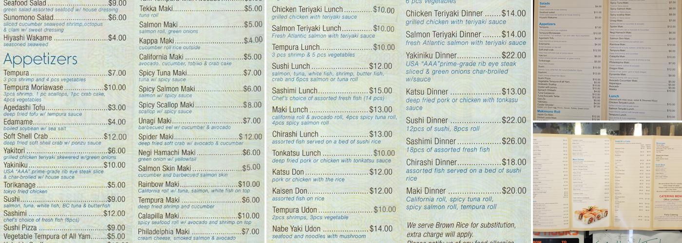 Wow Sushi Menu