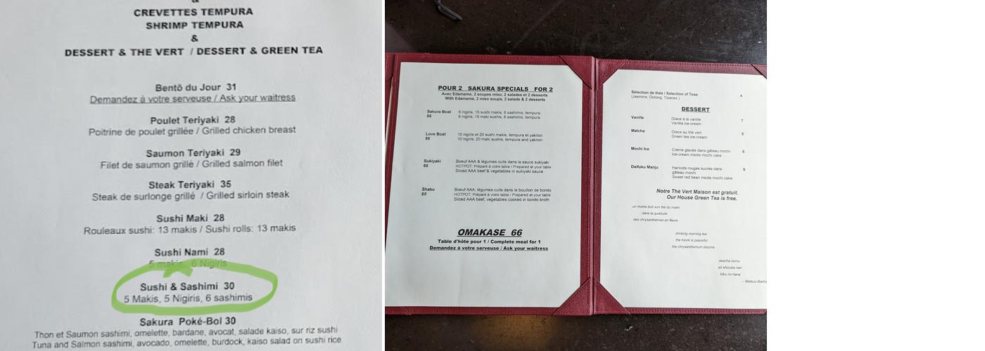 Sakura Menu