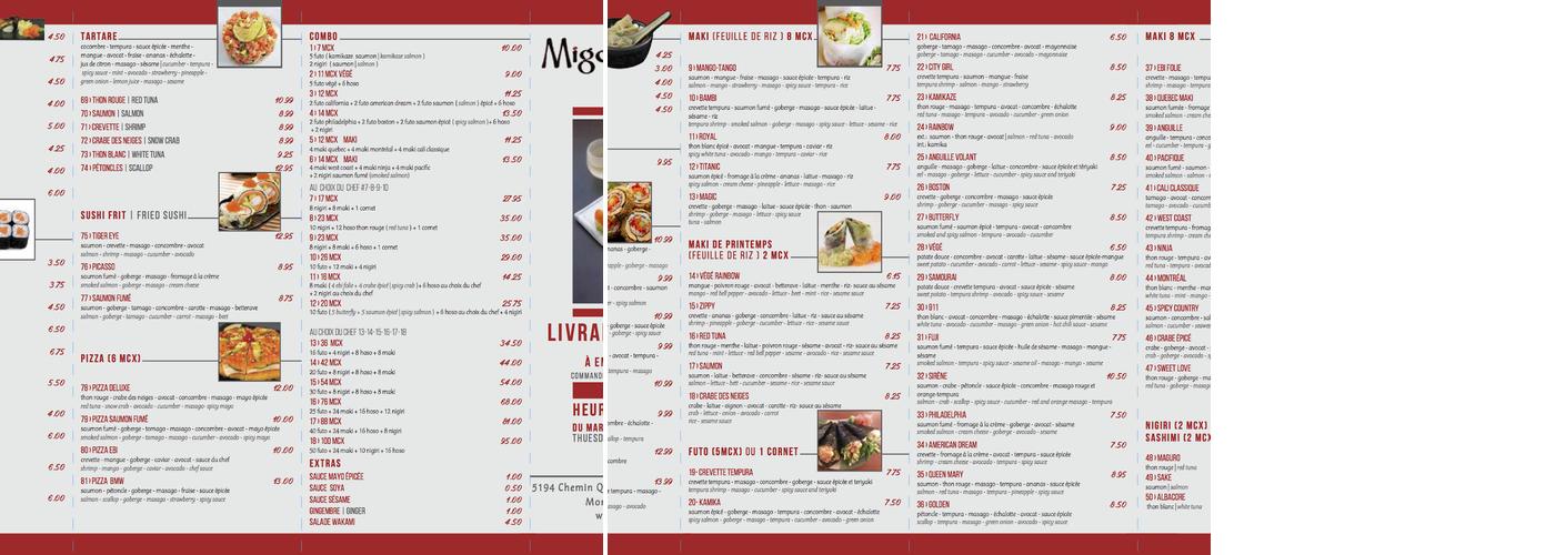 Migoto Sushi - Livraison Gratuite CDN-NDG Menu