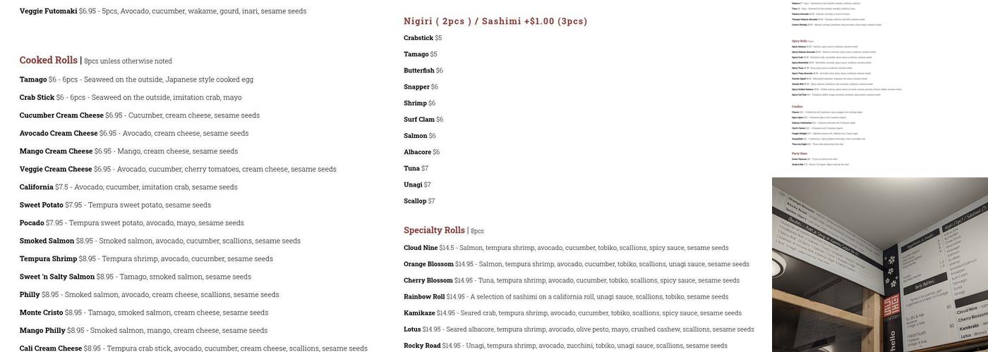 Ten Fish Menu