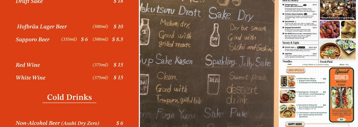 Kochu Menu