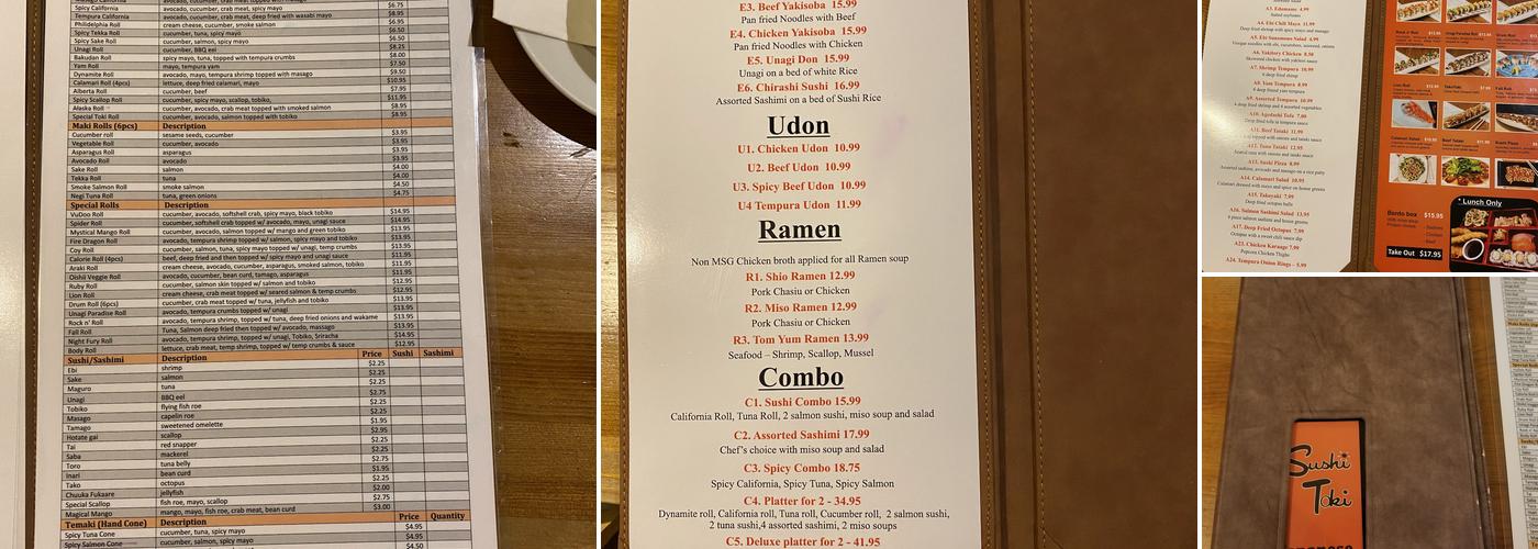 Sushi Toki Menu