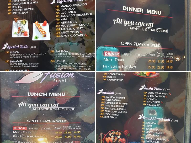 Fusion Sushi Menu