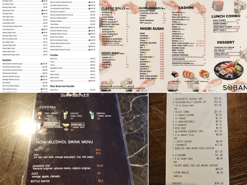 The Soban Restaurant Menu