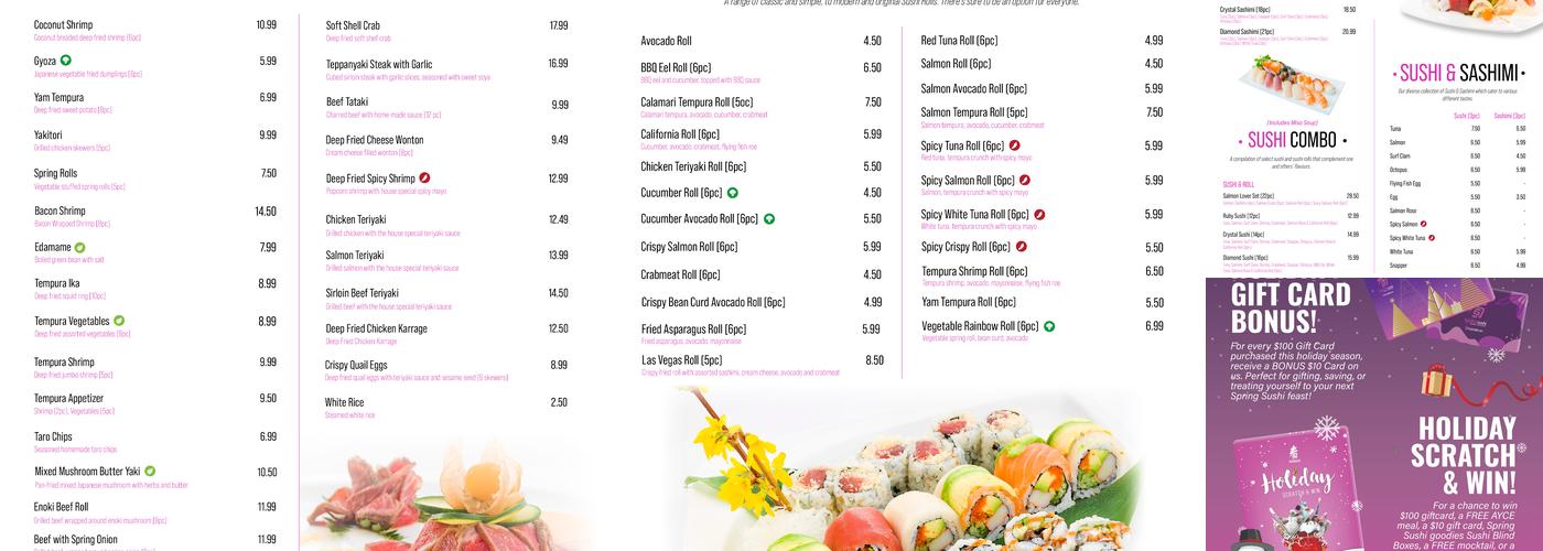Spring Sushi Menu