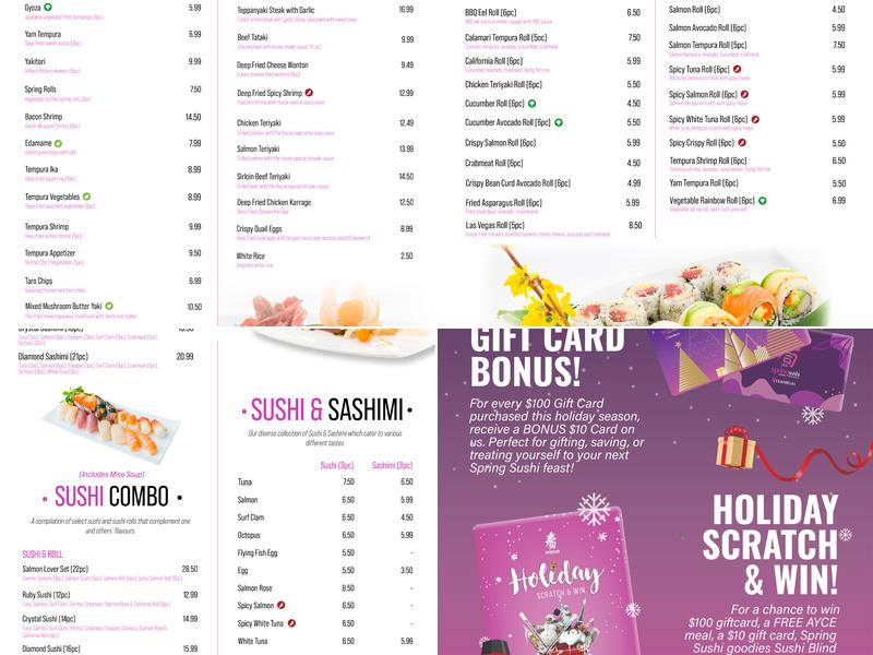 Spring Sushi Menu