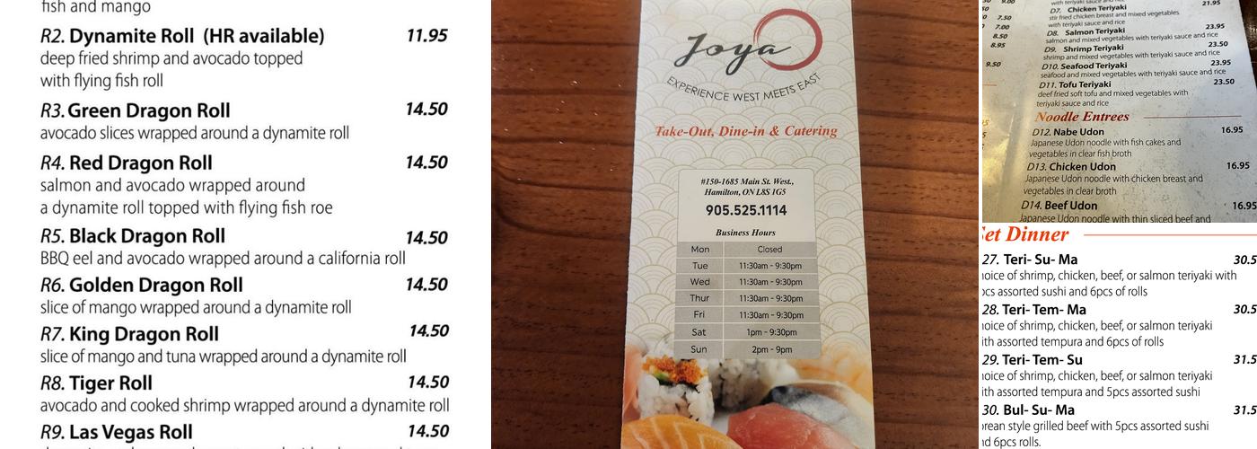 Joya Sushi Menu