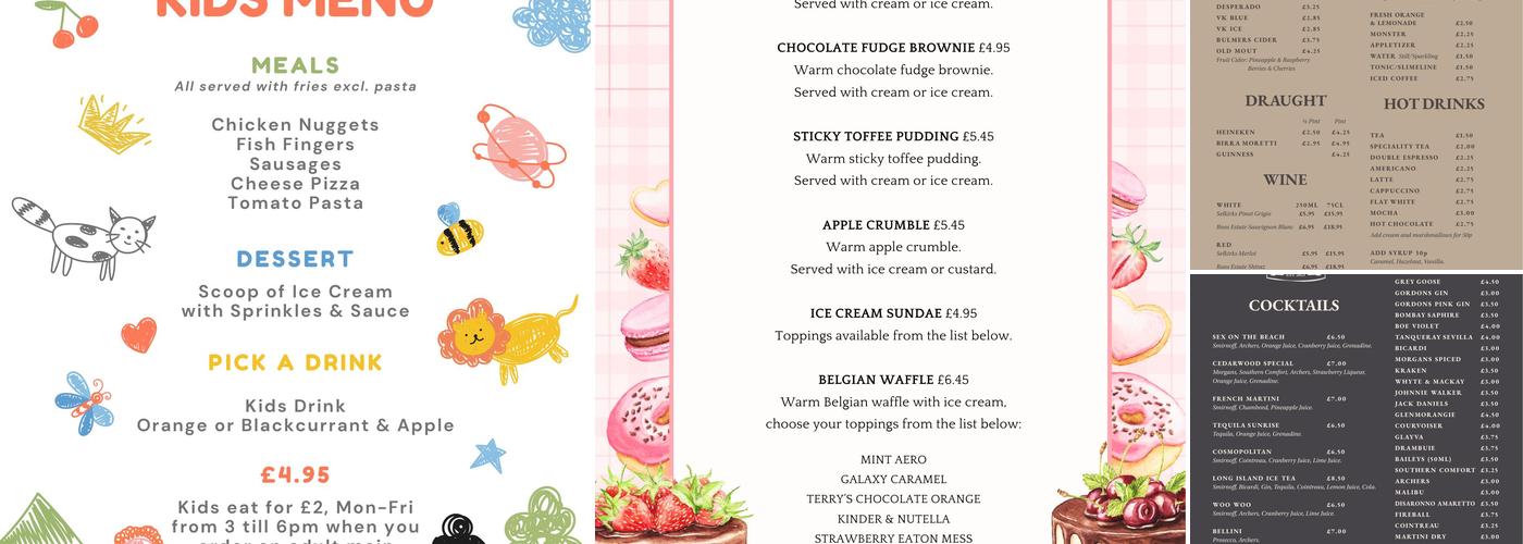 The Cedarwood Bistro Menu
