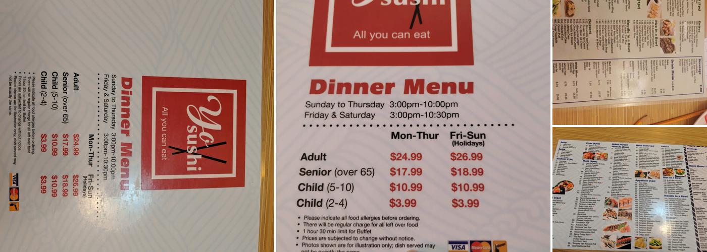 Yo Sushi Menu