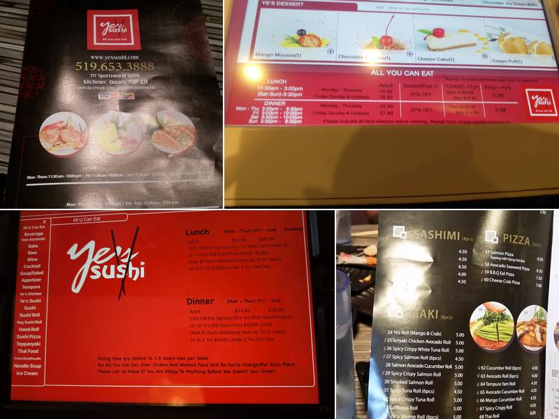 Ye's Sushi Menu