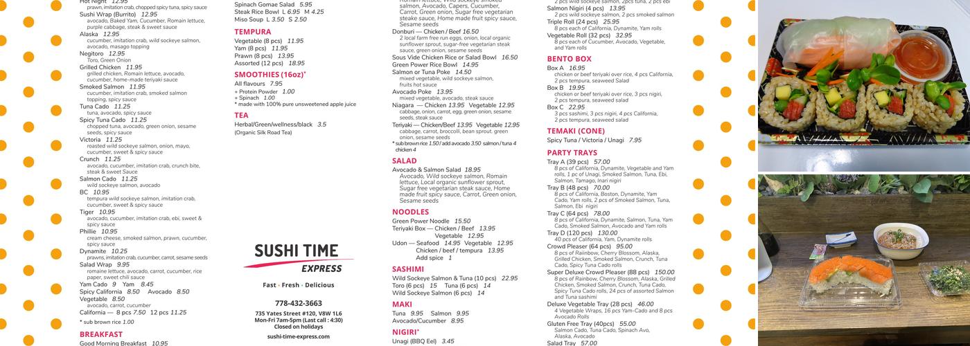 Sushi Time Express Menu