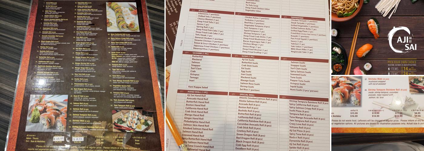 Aji Sai Menu
