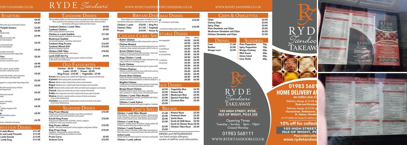 Ryde Tandoori Takeaway Menu