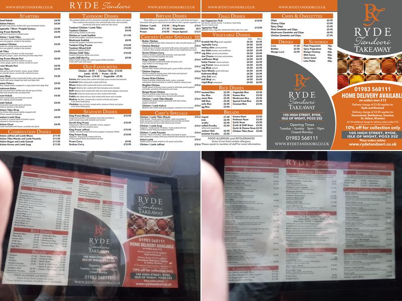 Ryde Tandoori Takeaway Menu