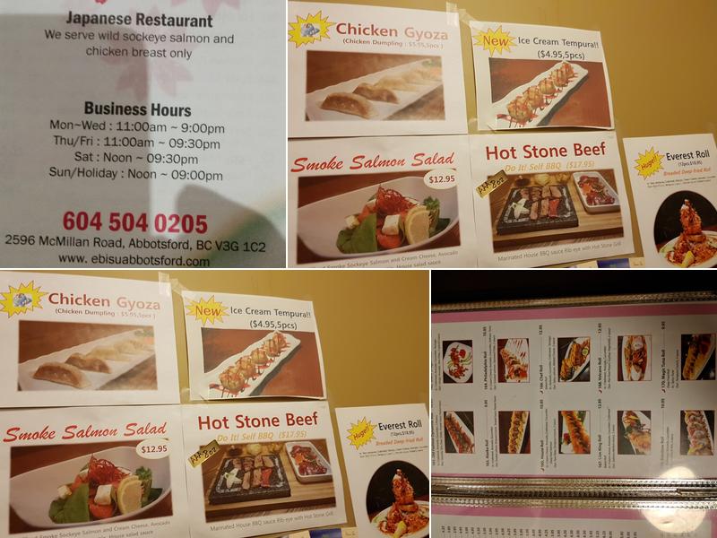 Ebisu Sushi Japanese Restaurant Menu