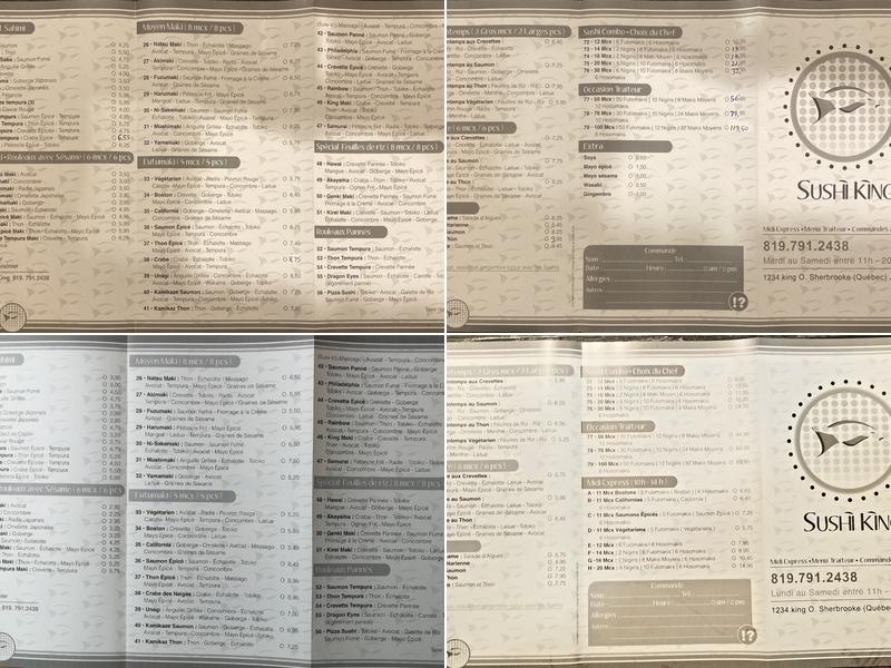 Sushi King Menu