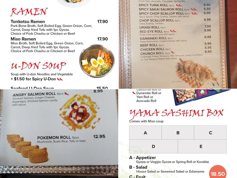 Yama Kitchen Menu