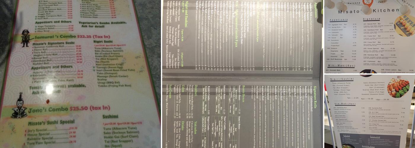 Misato's Kitchen Menu