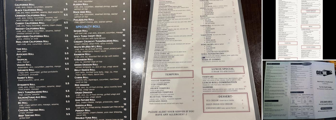 Bluetail Sushi - Spall Menu