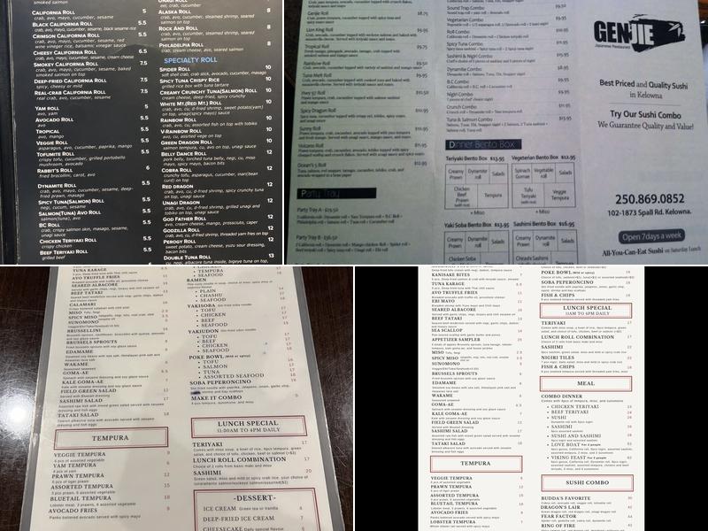 Bluetail Sushi - Spall Menu