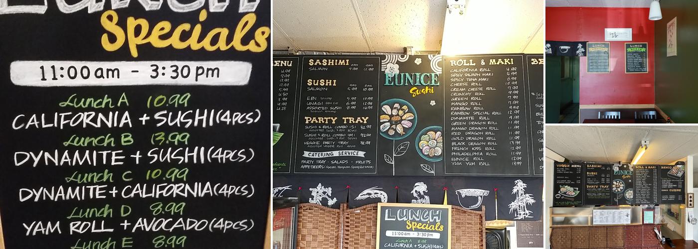 Eunice Sushi Menu