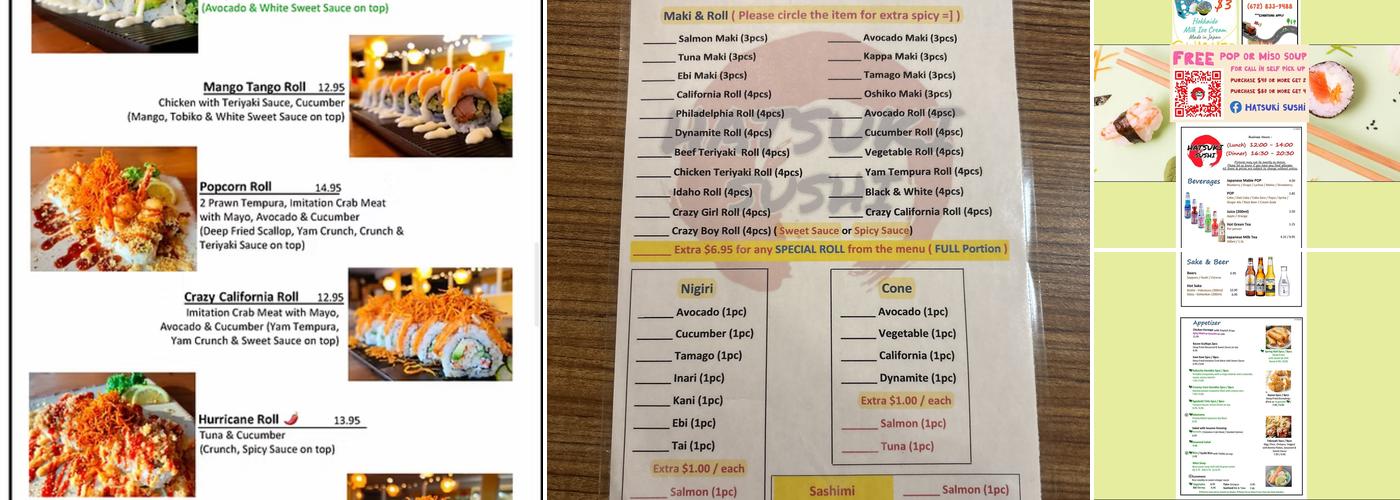 Hatsuki Sushi Menu