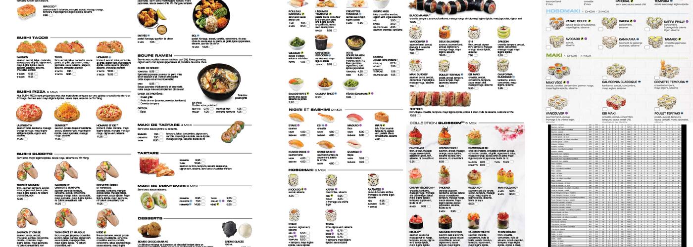 Sushi Shop Menu