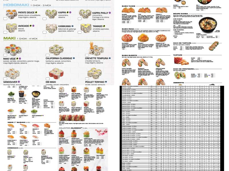 Sushi Shop Menu