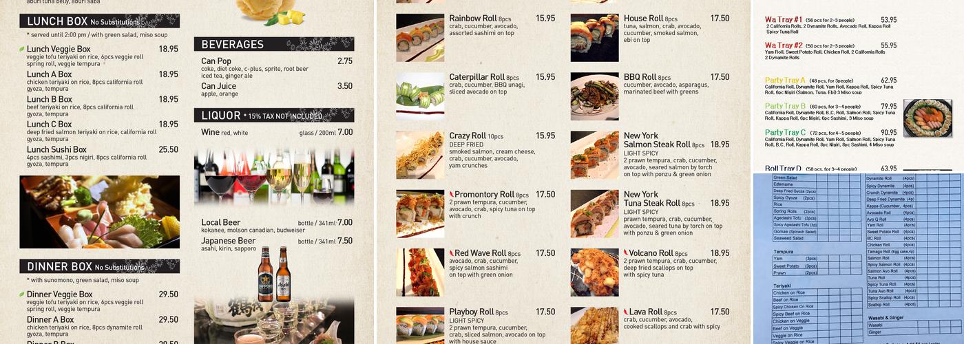 Sushiwa Menu