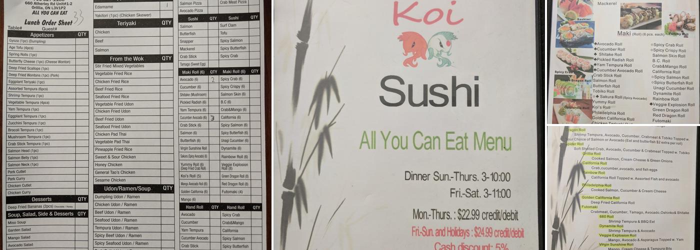 Koi Sushi Menu