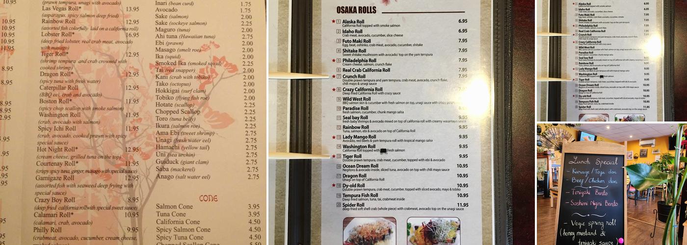 Osaka Sushi Menu