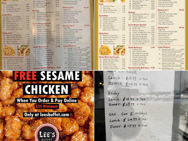 Lee's Buffet Menu
