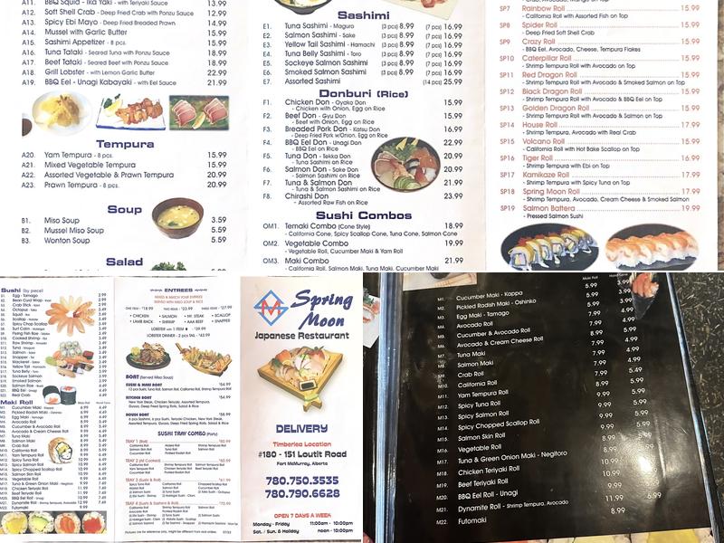 Spring Moon Menu