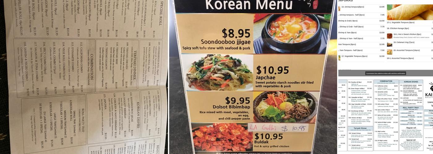 Kai Sushi Menu