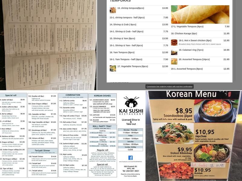 Kai Sushi Menu