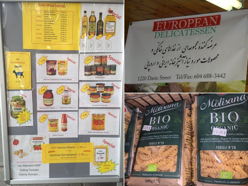 Vancouver European Deli Menu