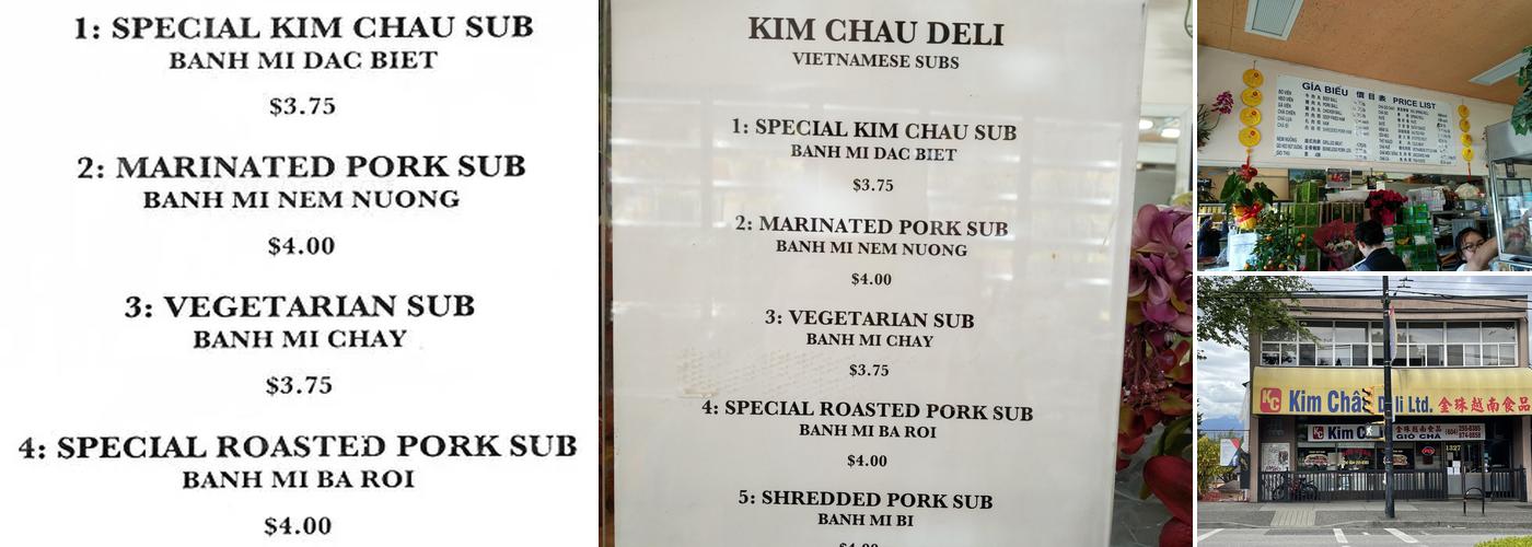 Kim Chau Deli Ltd. Menu