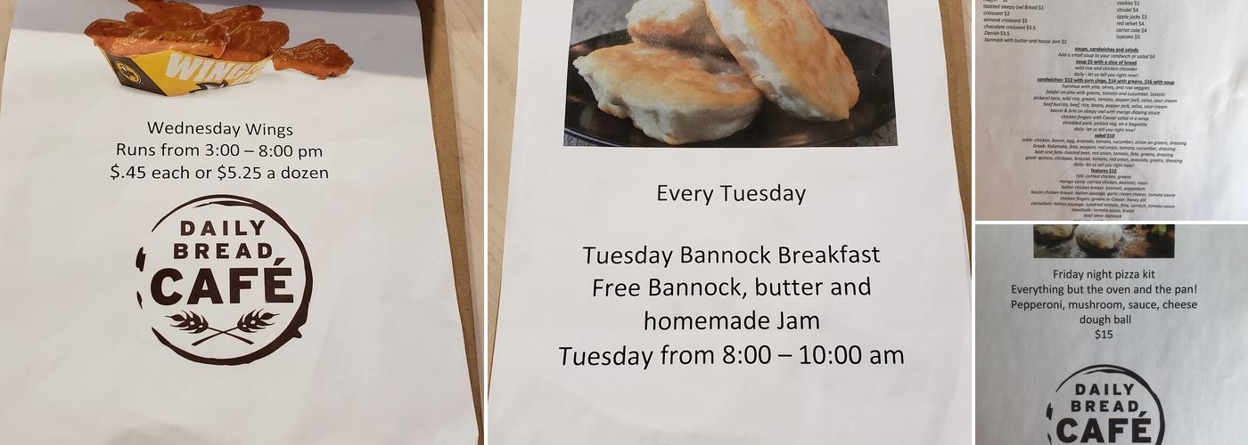 Daily Bread Cafe Menu