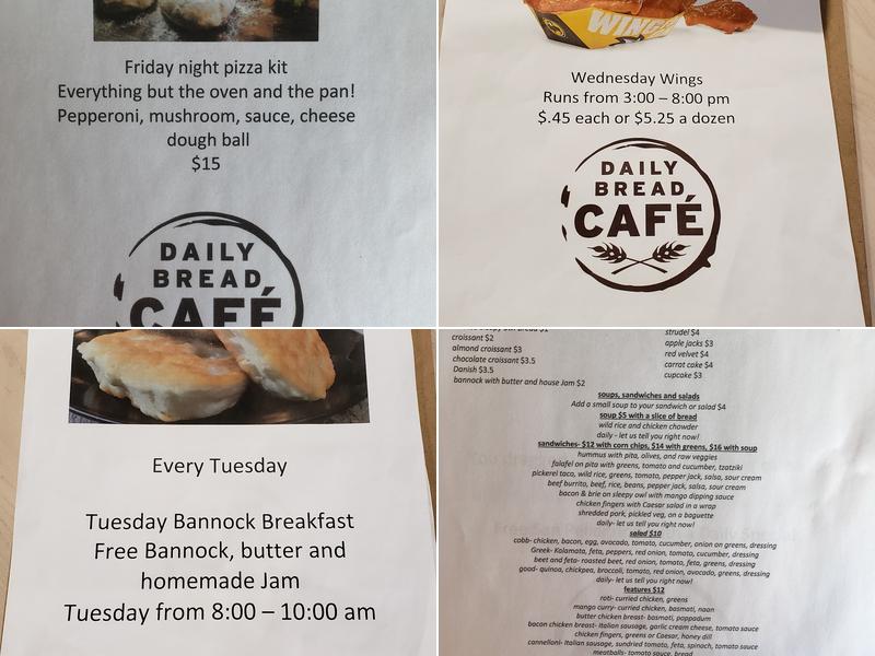 Daily Bread Cafe Menu