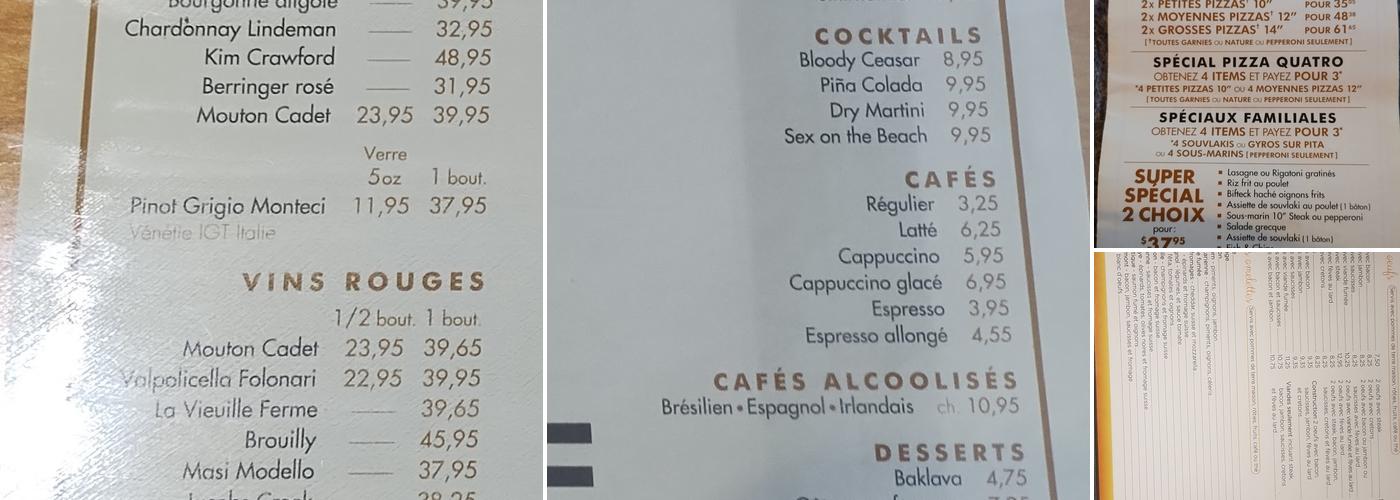 Restaurant Delitheque Rosemont Menu
