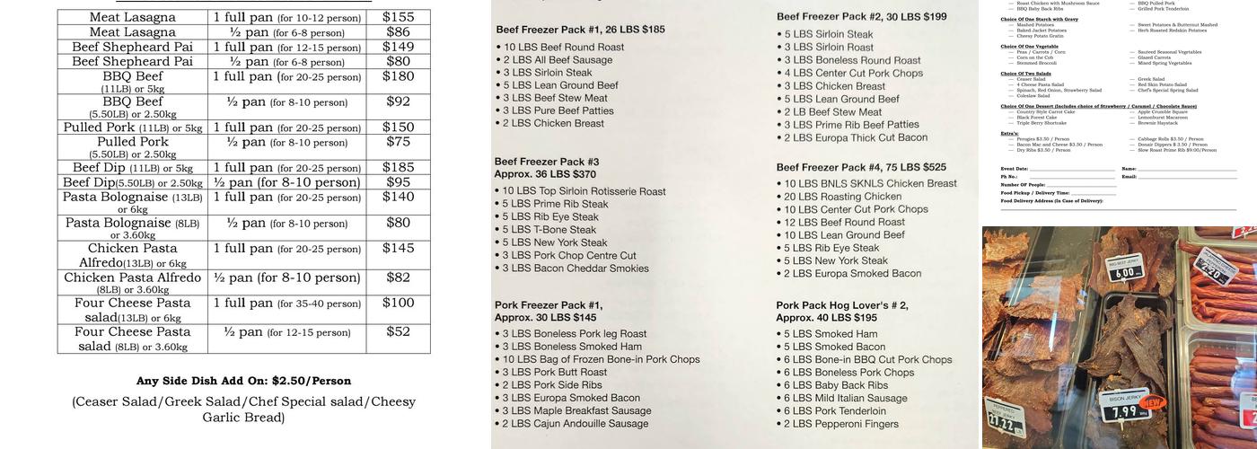 Europa Deli and Sausage Hut Menu