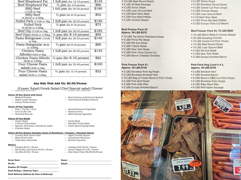 Europa Deli and Sausage Hut Menu