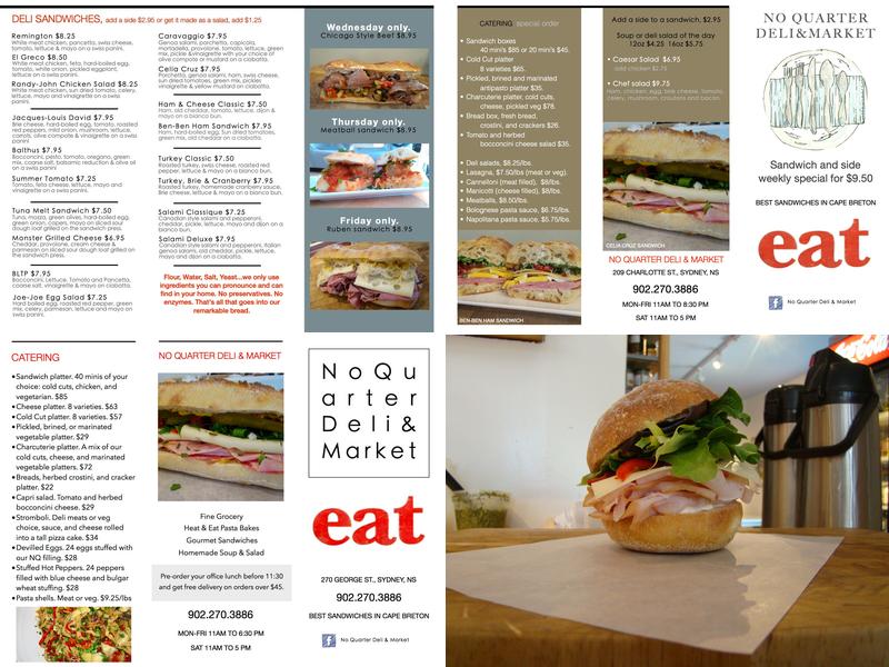 No Quarter Deli & Market Menu