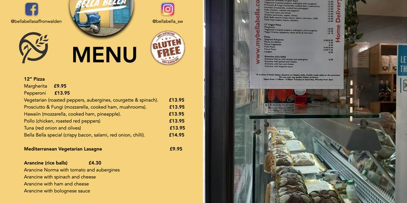 Bella Bella pizzeria - Saffron Walden Menu