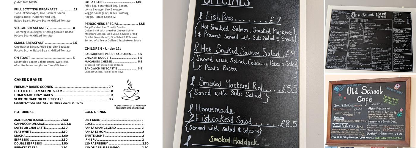 Old School Cafe and Ebba Centre Menu