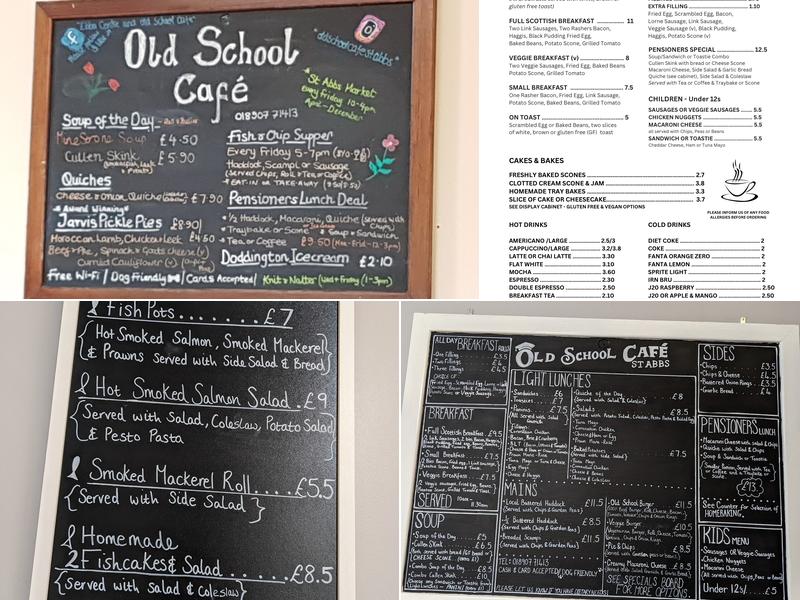 Old School Cafe and Ebba Centre Menu