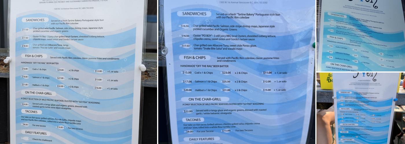 Go Fish Menu