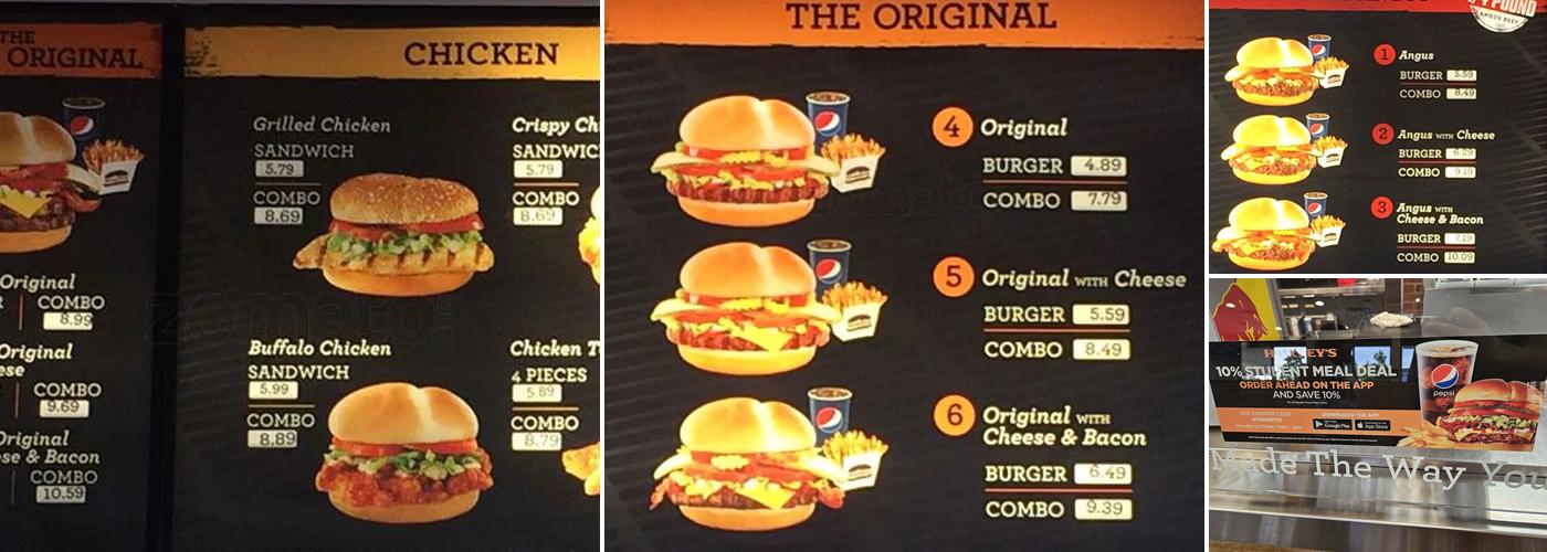 Harvey's Menu